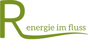 Das Bild zeigt das Logo Rachl, Energie im Fluss.